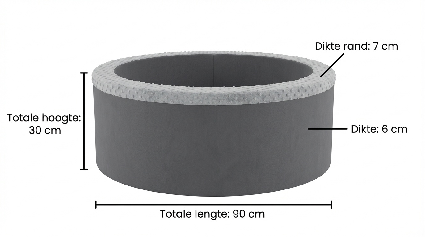 Ballenbak - stevige ballenbad - 90 x 30 cm - 200 ballen - wit,grijs, zwart, roze en blauw