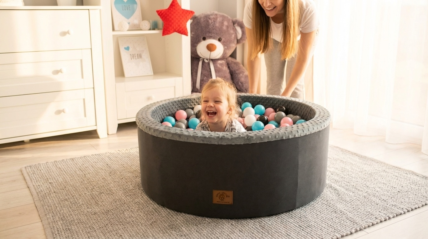 Ballenbak - stevige ballenbad - 90 x 30 cm - 200 ballen - wit,grijs, zwart, roze en blauw