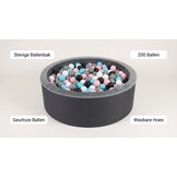 Ballenbak - stevige ballenbad - 90 x 30 cm - 200 ballen - wit,grijs, zwart, roze en blauw