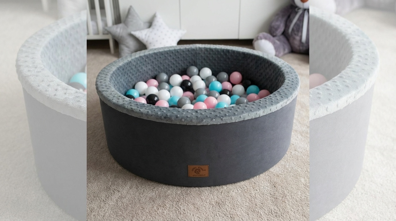 Ballenbak - stevige ballenbad - 90 x 30 cm - 200 ballen - wit,grijs, zwart, roze en blauw