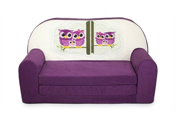 Kinder slaapbank - sofa - violet - logeermatras - 85 x 60 - uil