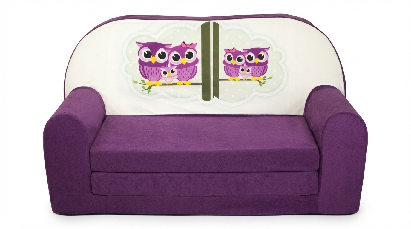 Kinder slaapbank - sofa - violet - logeermatras - 85 x 60 - uil