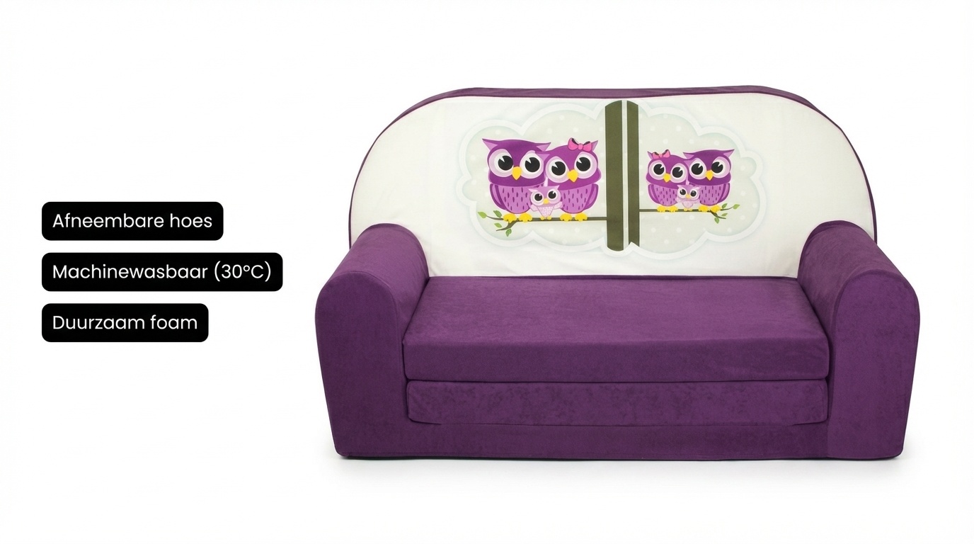 Kinder slaapbank - sofa - violet - logeermatras - 85 x 60 - uil