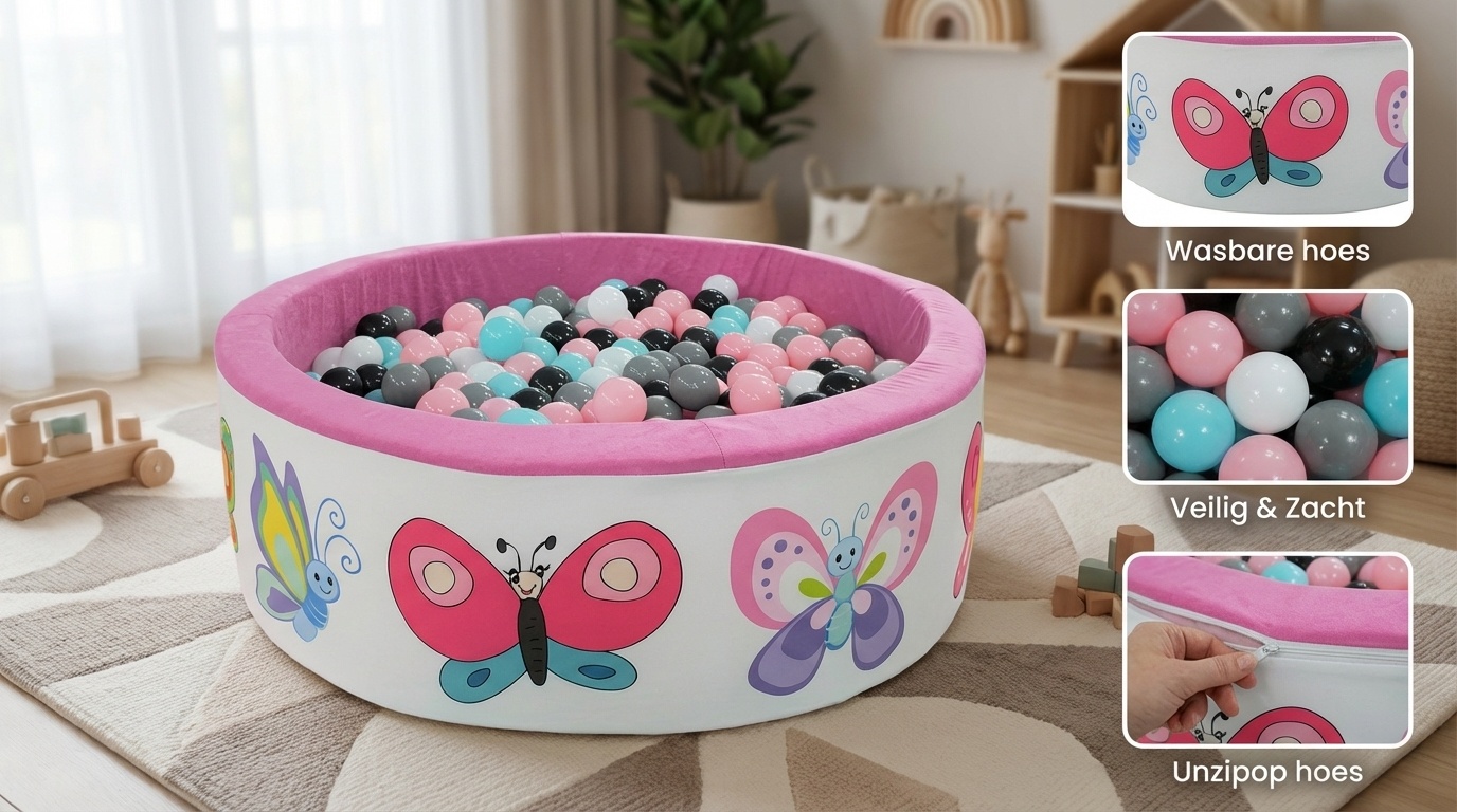 Ballenbak - 200 ballen - 90 x 30 cm - ballenbad - Vlinderpatroon