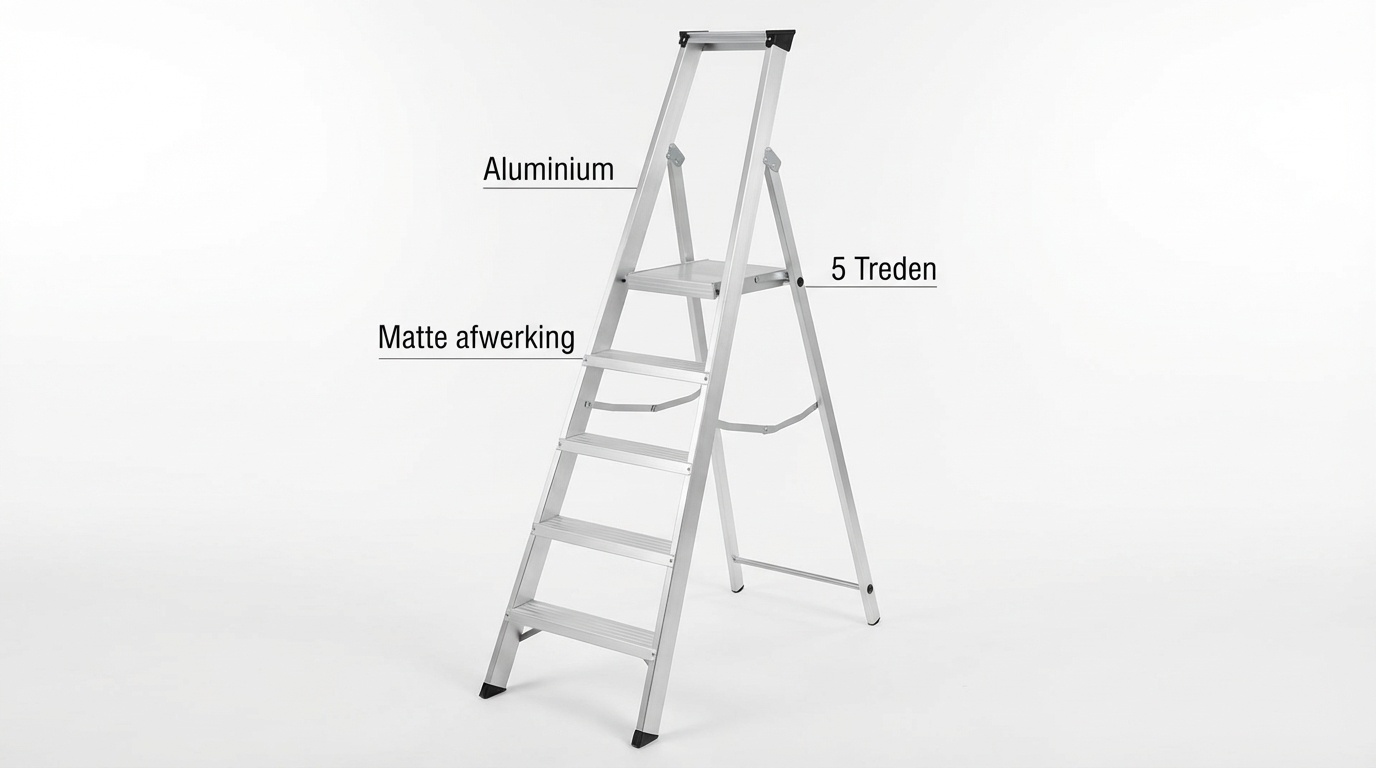 Huishoudtrap - 5 treden - aluminium - 3,06 m werkhoogte