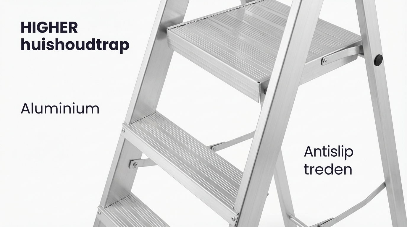 Huishoudtrap - 5 treden - aluminium - 3,06 m werkhoogte