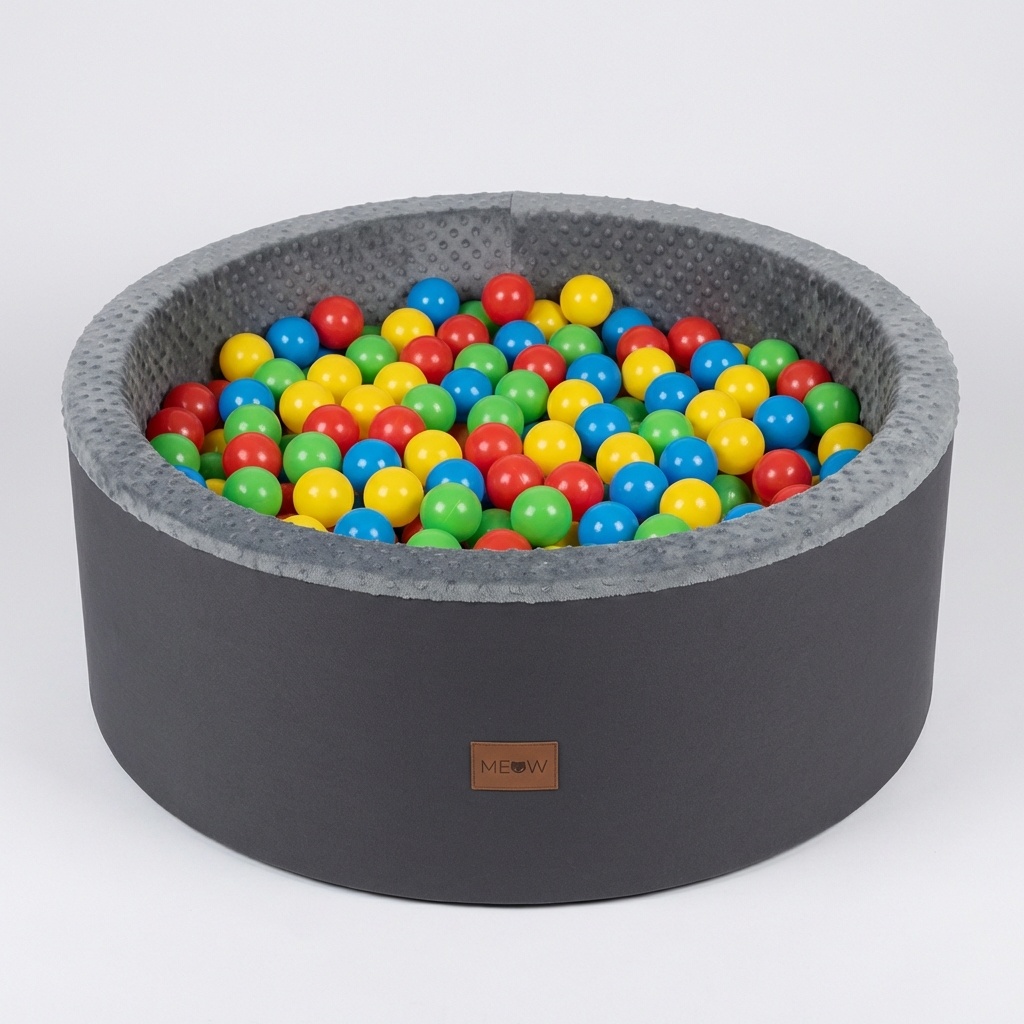 Ballenbad met 300 ballen - wasbare hoes - 90 x 30 cm - grafiet