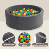 Ballenbad met 300 ballen - wasbare hoes - 90 x 30 cm - grafiet