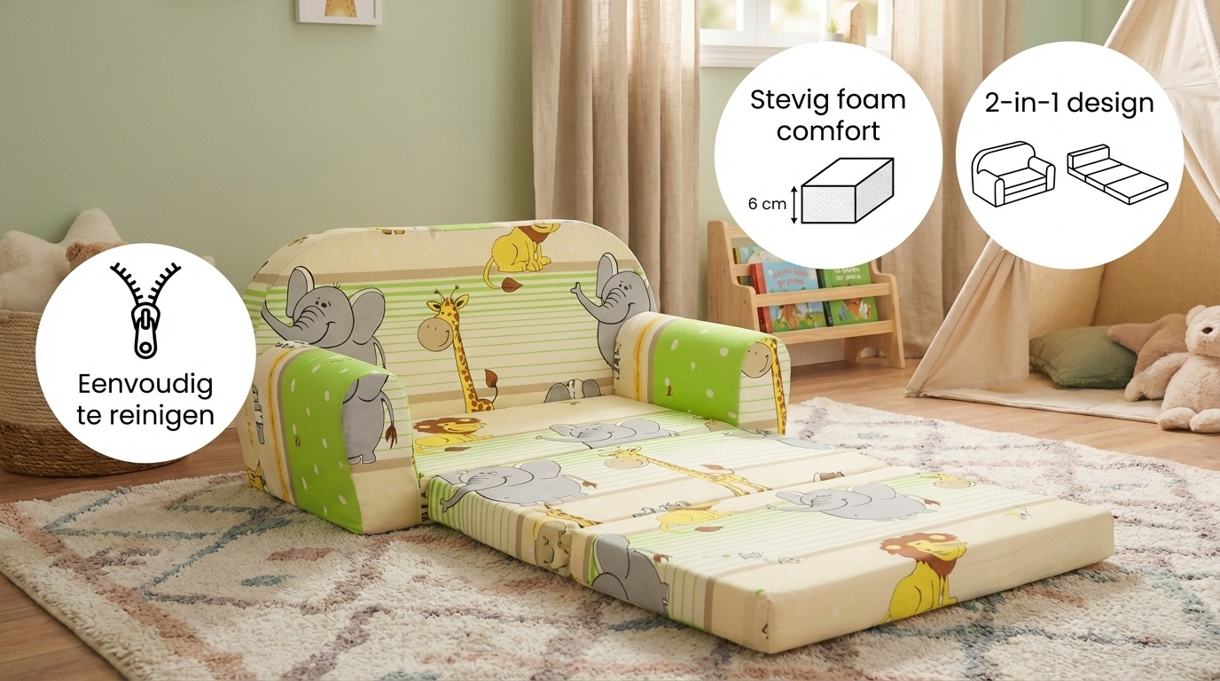 Kinder Slaapbank en logeerbed in één - 85cm x 60cm - Dieren