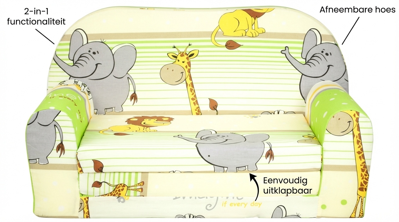 Kinder Slaapbank en logeerbed in één - 85cm x 60cm - Dieren