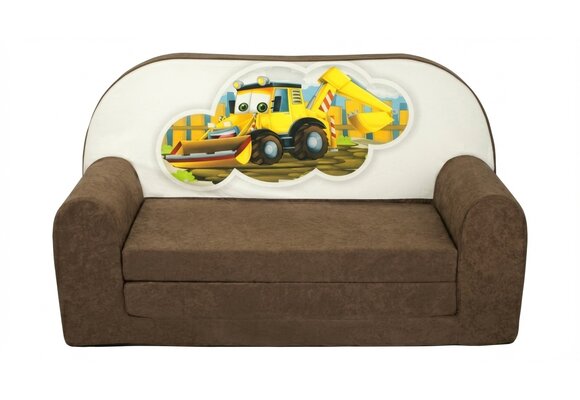 Kinder slaapbank - sofa - bruin - logeermatras - 85 x 60 - graafmachine
