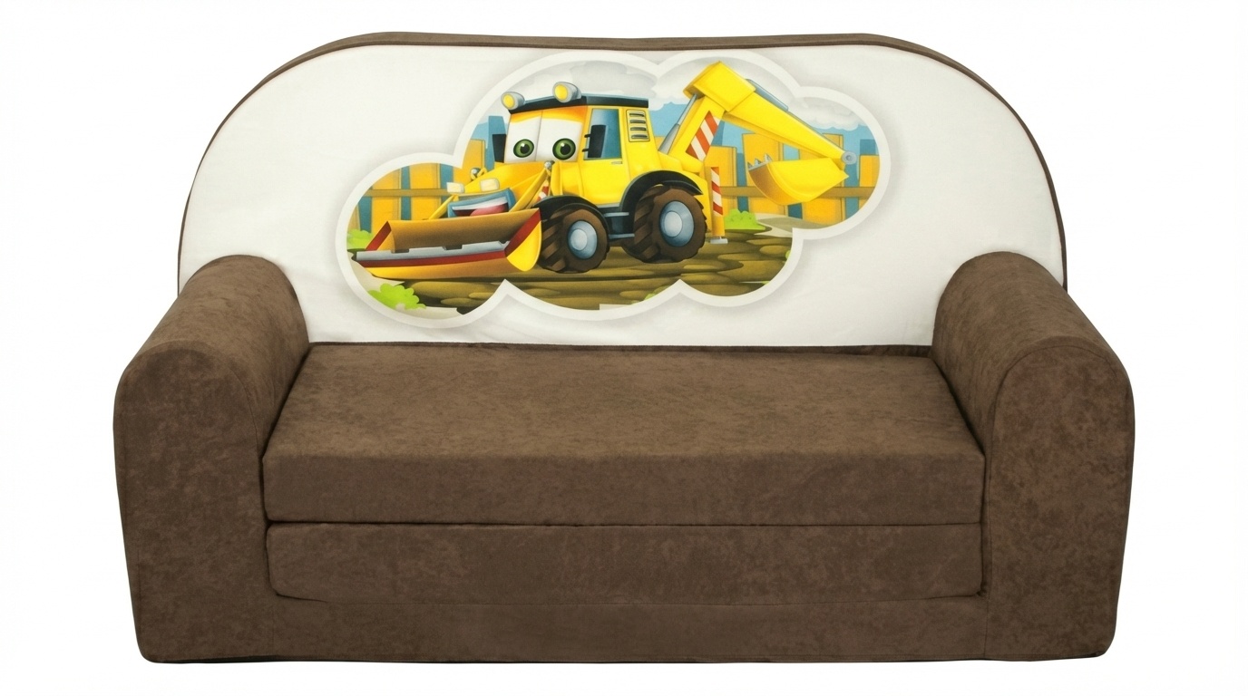 Kinder slaapbank - sofa - bruin - logeermatras - 85 x 60 - graafmachine