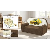 Kinder slaapbank - sofa - bruin - logeermatras - 85 x 60 - graafmachine