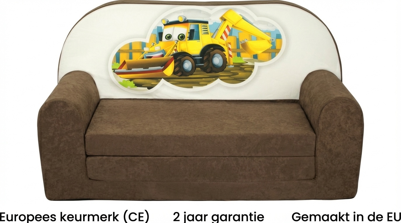 Kinder slaapbank - sofa - bruin - logeermatras - 85 x 60 - graafmachine