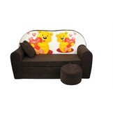Kinder slaapbank set - logeermatras - sofa - 170 x 100 x 8 - slaapbank - bruin - beertjes