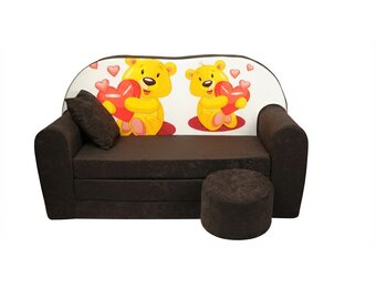Kinder slaapbank set - logeermatras - sofa - 170 x 100 x 8 - slaapbank - bruin - beertjes
