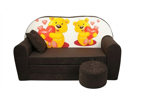 Kinder slaapbank set - logeermatras - sofa - 170 x 100 x 8 - slaapbank - bruin - beertjes