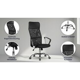 Bureaustoel verstelbaar zwart kunstleer ergonomisch 45x49x110cm