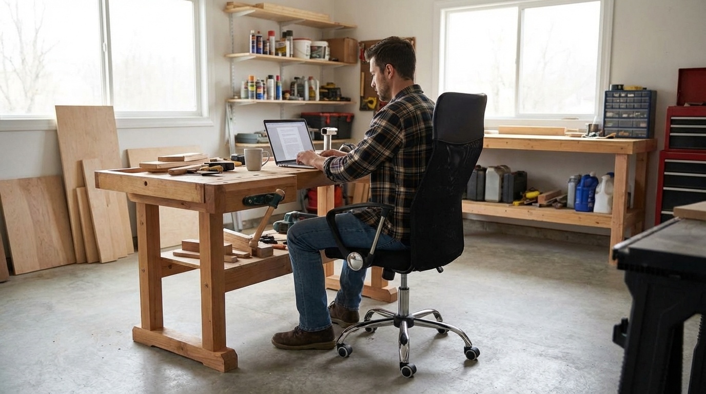 Bureaustoel verstelbaar zwart kunstleer ergonomisch 45x49x110cm