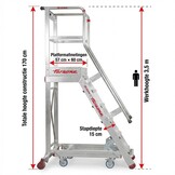 Bordestrap 7 treden - aluminium - 3,5 m werkhoogte - tot 150 kg