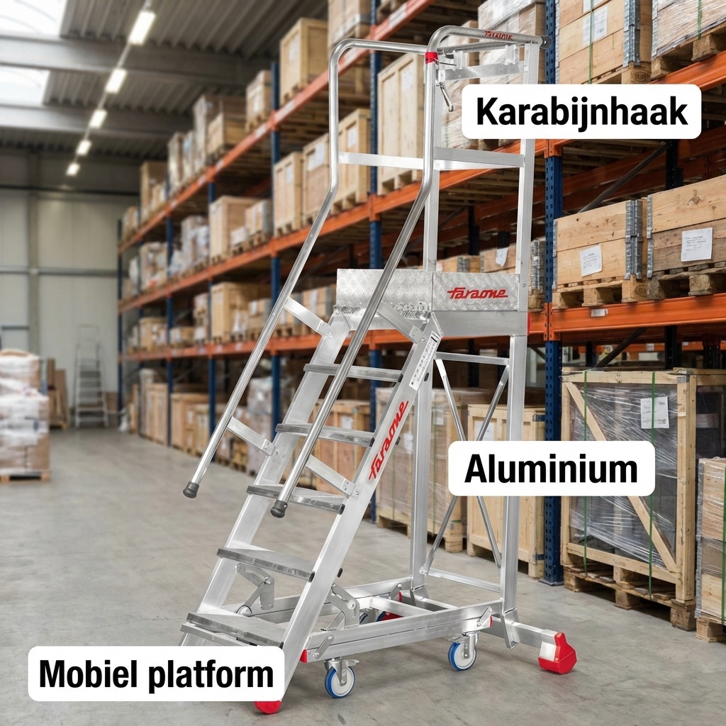 Bordestrap 7 treden - aluminium - 3,5 m werkhoogte - tot 150 kg