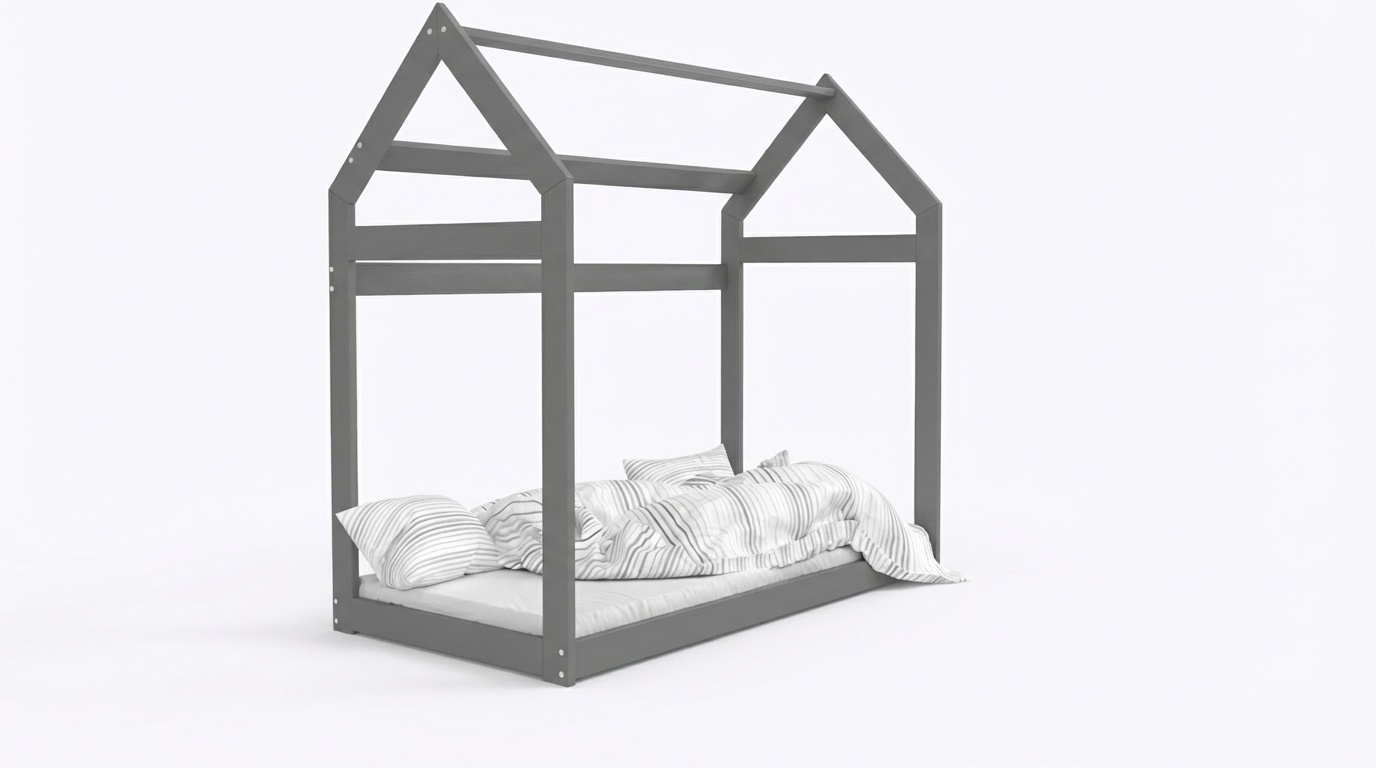 Houten bed - Huisbed - Huis bed - kinderbed - 160x80 - Grijs