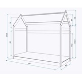 Houten bed - Huisbed - Huis bed - kinderbed - 160x80 - Grijs