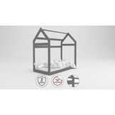 Houten bed - Huisbed - Huis bed - kinderbed - 160x80 - Grijs