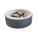 Ballenbad met 200 ballen - Wasbare hoes - 90x30 cm - Grijs / Wit