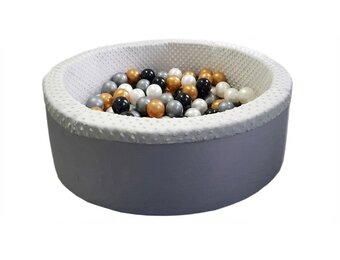 Ballenbad met 200 ballen - Wasbare hoes - 90x30 cm - Grijs / Wit