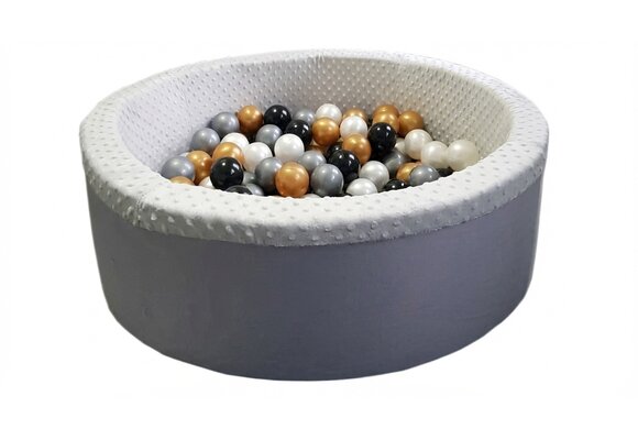 Ballenbad met 200 ballen - Wasbare hoes - 90x30 cm - Grijs / Wit