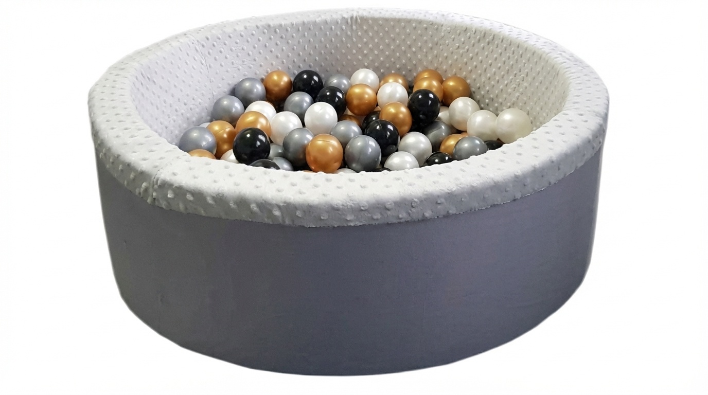 Ballenbad met 200 ballen - Wasbare hoes - 90x30 cm - Grijs / Wit