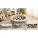 Ballenbad met 200 ballen - Wasbare hoes - 90x30 cm - Grijs / Wit