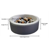 Ballenbad met 200 ballen - Wasbare hoes - 90x30 cm - Grijs / Wit