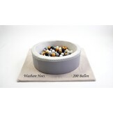 Ballenbad met 200 ballen - Wasbare hoes - 90x30 cm - Grijs / Wit