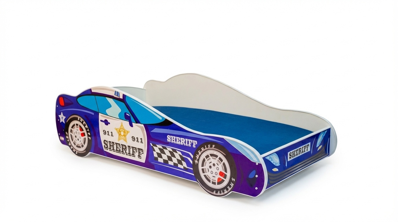 Autobed - Kinderbed - 140x70cm - met matras - paarsblauw