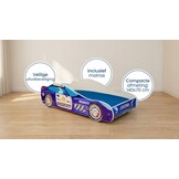 Autobed - Kinderbed - 140x70cm - met matras - paarsblauw