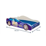 Autobed - Kinderbed - 140x70cm - met matras - paarsblauw