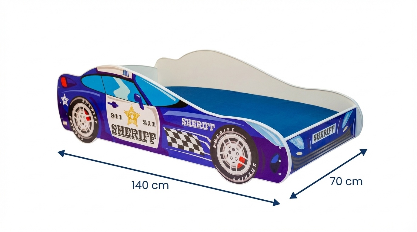 Autobed - Kinderbed - 140x70cm - met matras - paarsblauw