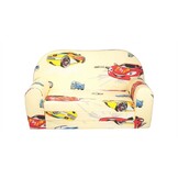 Kinder Slaapbank en logeerbed in één - 85cm x 60cm - Auto&amp;#x27;s beige