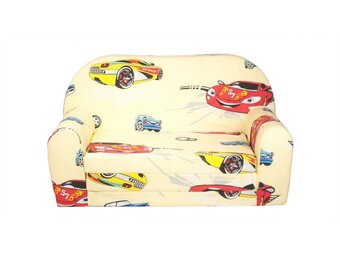 Kinder Slaapbank en logeerbed in één - 85cm x 60cm - Auto&amp;#x27;s beige