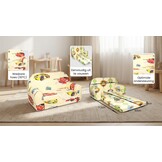 Kinder Slaapbank en logeerbed in één - 85cm x 60cm - Auto&amp;#x27;s beige