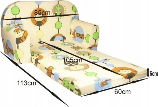 Kinder Slaapbank en logeerbed in één - 85cm x 60cm - Auto&amp;#x27;s beige