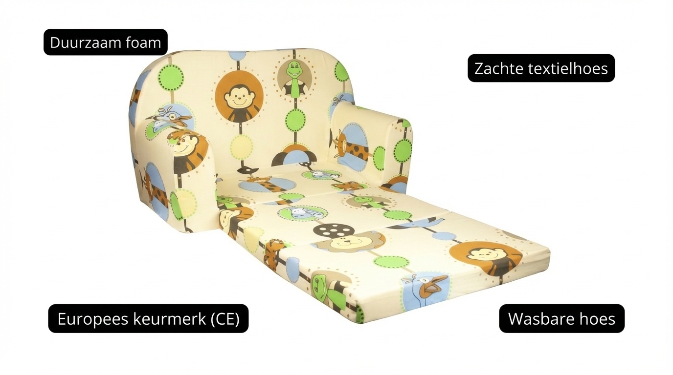 Kinder Slaapbank en logeerbed in één - 85cm x 60cm - Auto&amp;#x27;s beige