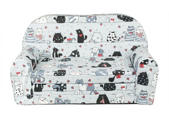 Kinder Slaapbank en logeerbed in één - 85cm x 60cm - Grijze poezen