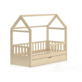 Huisje bed 80x160 cm grenen met lade | Kinderbed naturel