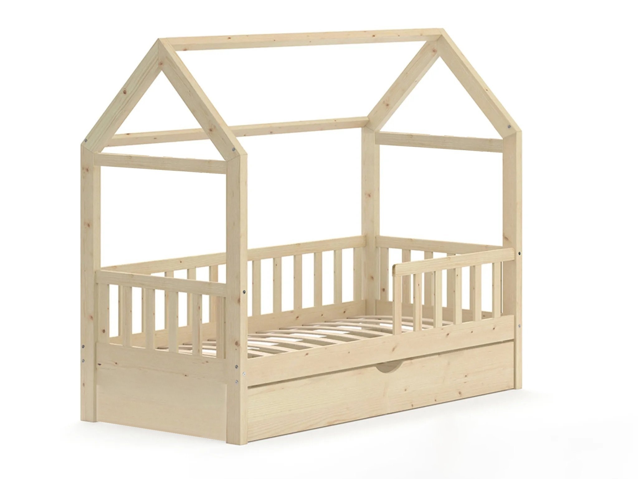 Huisje bed 80x160 cm grenen met lade | Kinderbed naturel