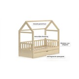 Huisje bed 80x160 cm grenen met lade | Kinderbed naturel