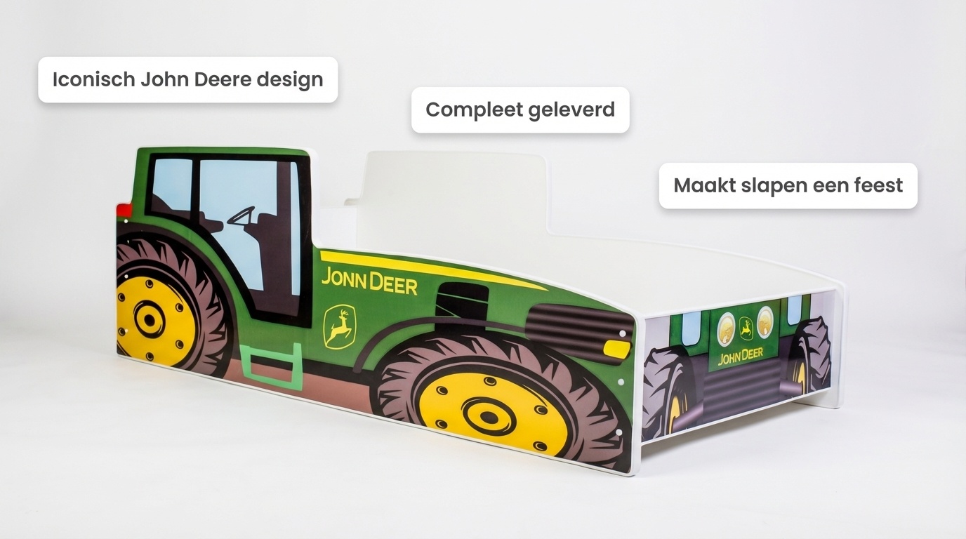 Tractor kinderbed - John Deer Groen - 140x70 cm