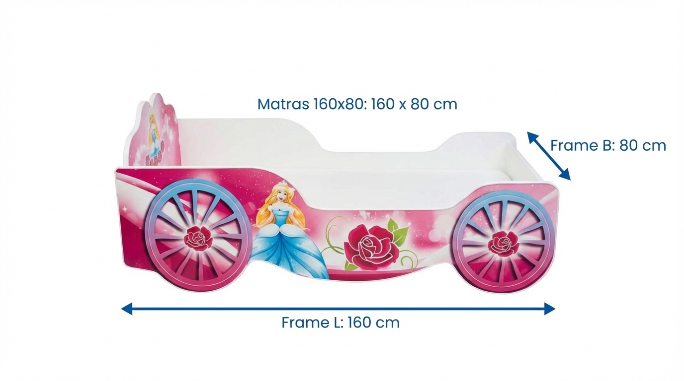 Prinsessen kinderbed koets – roze – 160x80 cm